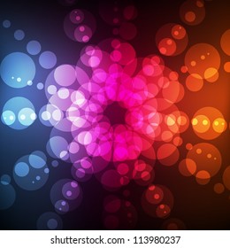 Neon abstract round design on dark background vector