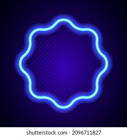 Neon abstract round vector. Glowing frame on transparent background. for shop, banner, promotion, cafe, restaurant, poster party. Bright signboard. Vector 10 eps