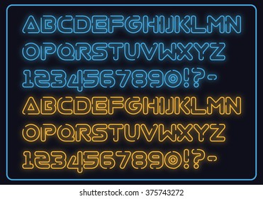 neon alphabet font with led letters