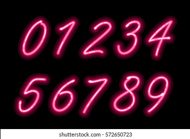 Neon Alphabet Font Numbers