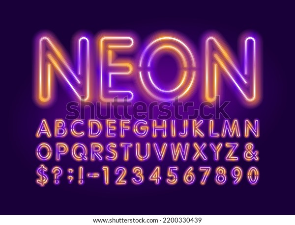 Neon Alphabet Font Two Neon Colors Stock Vector (Royalty Free ...