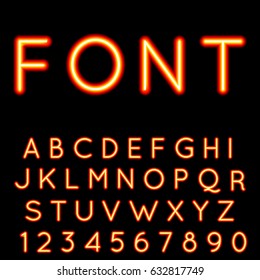 neon alphabet. Glowing font. Vector illustration