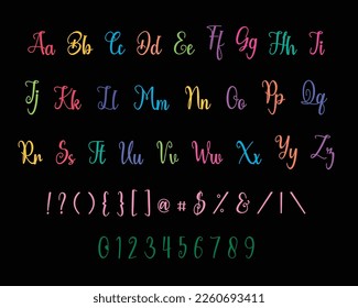 Neon Alphabet Letters. Colorful Alphabet. This is best kids lesson to English Alphabet