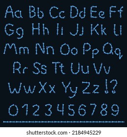 Neon alphabet made from stylized bones