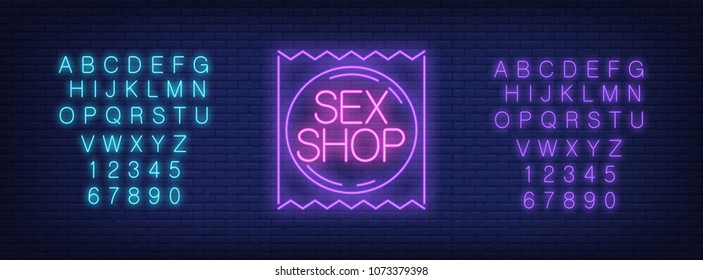 Neon Alphabet Sex Shop Emblem Over Stock Vector Royalty Free