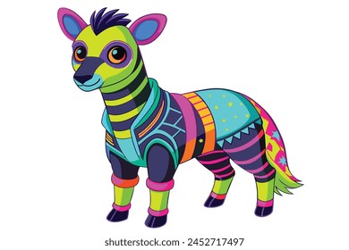 neon animal, neon fashion animal in clothes neon, vector illustration