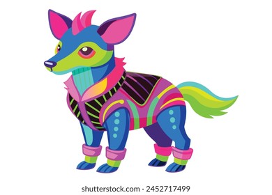 neon animal, neon fashion animal in clothes neon, vector illustration