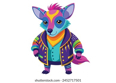 neon animal, neon fashion animal in clothes neon, vector illustration