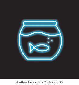 
neon aquarium isolated on black background. aquarium icon with glowing neon lines. Vector illustration.