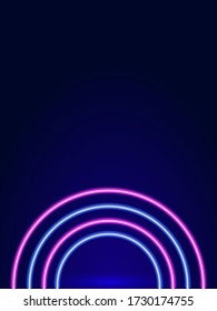 Neon arch-shaped lighting. Abstract background. Vector stok illustration