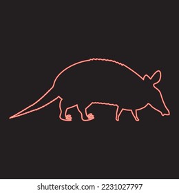 Neon armadillo red color vector illustration image flat style light