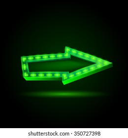 Neon arrow. 3D banner.