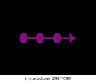 Neon arrow in carton style. This crazy-shaped, purple arrow - a standout element in versatile set for black backgrounds. Vector illustration.