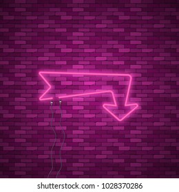 Neon Arrow Sign. Electric light arrow. Stock vector