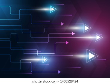 neon arrow speed and technology data load abstract with colorful background vector design
