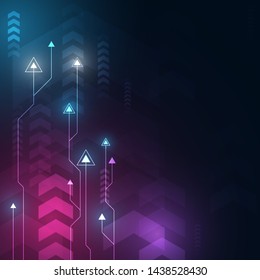 neon arrow speed and technology data load abstract with colorful background vector design