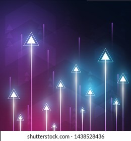 neon arrow speed and technology data load abstract with colorful background vector design