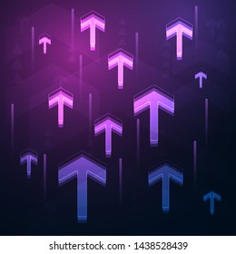 neon arrow speed and technology data load abstract with colorful background vector design