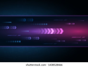 neon arrow speed and technology data load abstract with colorful background vector design