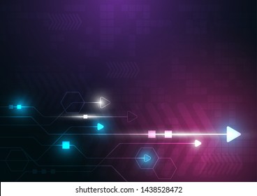 neon arrow speed and technology data load abstract with colorful background vector design