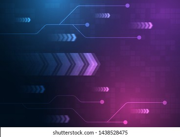 neon arrow speed and technology data load abstract with colorful background vector design