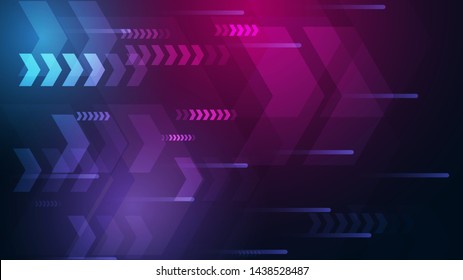 neon arrow speed and technology data load abstract with colorful background vector design