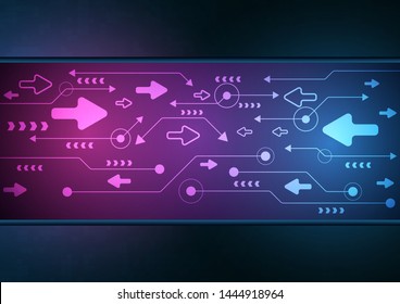 neon arrow speed and technology data load abstract with colorful background vector design
