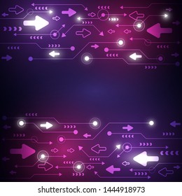 neon arrow speed and technology data load abstract with colorful background vector design