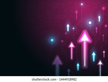 neon arrow speed and technology data load abstract with colorful background vector design