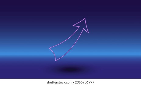 Símbolo de flecha hacia arriba sobre un fondo azul gradiente. El símbolo aislado está situado en el centro inferior. Azul degradado con horizonte azul claro