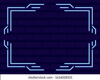 Neon art deco frame. The effect of a neon lamp. Vintage linear border. Design a template for invitations, leaflets and greeting cards. Vector illustration