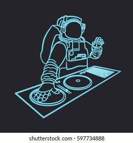 Neon astronaut dj vector illustration 
Electronic music party/festival/rave illustration
