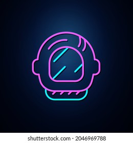 Neon Astronaut Helmet Looks Clear. Neon Line Icon. Space Related Neon Icon. Neon Space Icon.