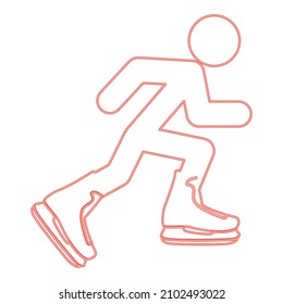 Neon athlete skater in skating red color vector illustration image flat style light