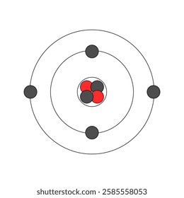 Neon Atom Bohr Model with protons, neutrons, and electrons.