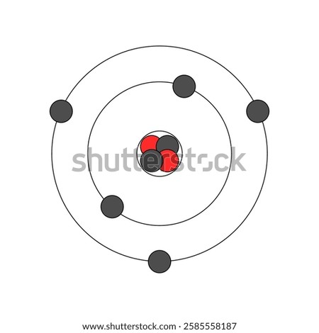 Neon Atom Bohr Model with protons, neutrons, and electrons.