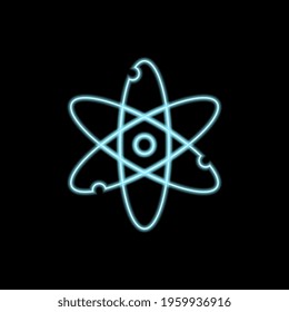 Neon Atom icon isolated. Symbol of science, education, nuclear physics, scientific research. Electrons and protonssign