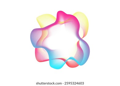 Neon audio sound waves. Sound lines, radial spectrum. Colorful cover for a musical poster and album. Radial spectrum vector