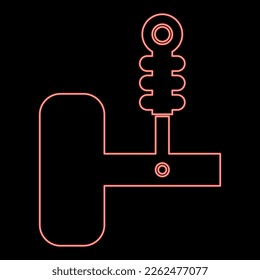 Neon automotive suspension shock absorber air spring car auto part red color vector illustration image flat style light