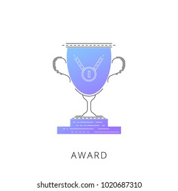 Neon-Award-Vektorsymbol einzeln auf weißem Hintergrund. Symbol für die Preisliste für Infografik, Website oder App.