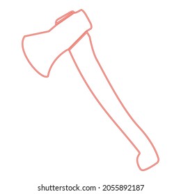 Neon axe red color vector illustration flat style light image