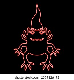 Neon axolotl ambystoma mexicanum front view red color vector illustration image flat style