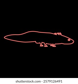 Neon axolotl ambystoma mexicanum view side red color vector illustration image flat style