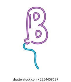 neon B helium balloon vector isolated