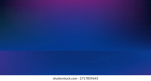 Fondo de neón en estilo de los años 80, ilustración de rejilla láser con piso y puerta blanca brillante. Interior Abstractas del club de discoteca con Star Sky, Plantilla de póster para vaporwave, estilo de música synthwave.
