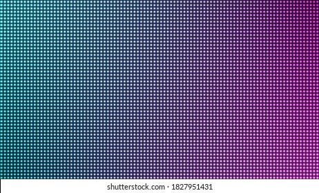 Neon background. Abstract vector illustration. Rectangle of small glowing neon lights. Smooth color change from purple to blue. Illumination for futuristic cyberpunk design. Bright disco background.