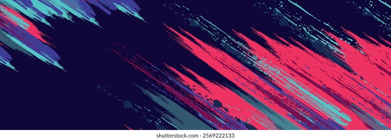 neon background brush game blue pink purple banner abstract paint stain vintage modern car wrap sticker, vector.