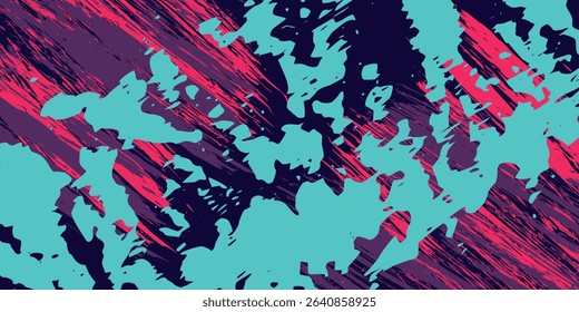 neon background brush game blue pink purple banner abstract paint stain vintage modern car wrap sticker, vector.