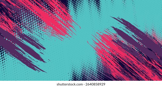 neon background brush game blue pink purple banner abstract paint stain vintage modern car wrap sticker, vector.