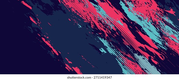 neon background brush game blue pink purple banner abstract paint stain vintage modern car wrap sticker, vector.
